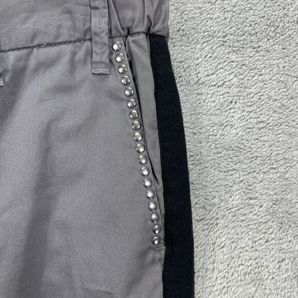 Zadig & Voltaire Pomelo Pants Womens 34 Gray Striped Cotton Mid-Rise Button-Fly - Picture 7 of 16